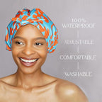 GRACE & COMPANY Luxury Shower Cap For Women - 100% Waterproof, Reusable, Washable & Breathable Shower Caps -Cora(Bag Packaging)