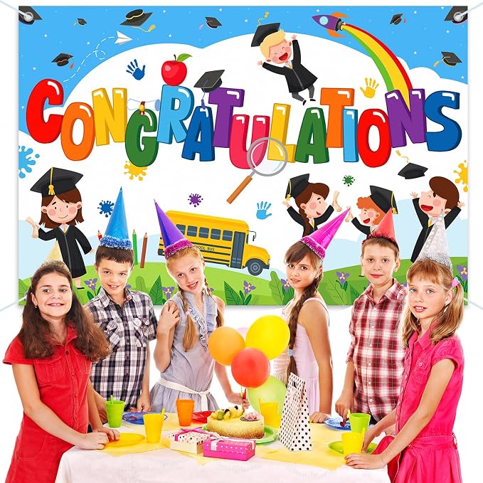 Congratulations Backdrop Banner, 6x4ft Class of 2026 Kindergarten | Grade Theme - Image 5