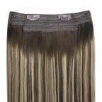 YoungSee Wire Hair Extensions Real Human Hair Balayage Brown Wire Extensions with Adjustable Clips Ombre Dark Brown with Ash Blonde Straight Human Hair Fish Line Extensions 16Inch 80G