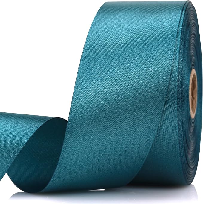 1-1/2 Inch 30 Yards Greenish Blue Solid Satin Ribbon by Unknown