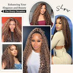 Honey Blonde Human Hair Wigs 13x6 HD Highlight Ombre Deep Wave Lace Front Wigs Human Hair 180 Density Glueless Deep Wave 4/27 Colored Wet and Wavy Curly Wig Pre Plucked for Women 22 Inch