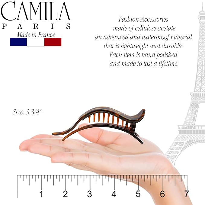 Camila Paris CP2478 French Hair Clip for Women, Alligator Clip, Handmade, Duckbill Girls Hair Claw, Fashion Durable Styling Hair Accessories for Women, Strong Hold No Slip Grip, Made in France