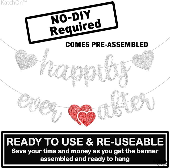 KatchOn, 10 Feet Silver Happily Ever After Banner - Image 4