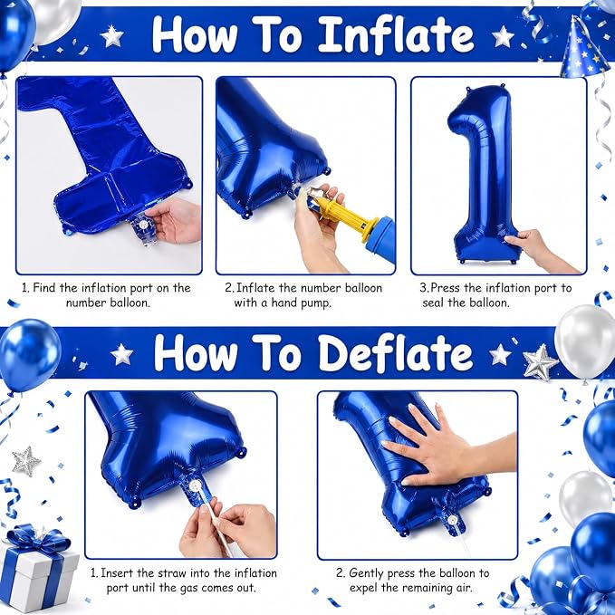 40 Inch Navy Blue Numbers 9 Balloons, Large Self Inflating Dark Blue Digital 9 - Image 3