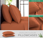 King Pillowcases by Pure Bamboo, Genuine 100% Organic Viscose Derived from Bamboo, Luxuriously Soft & Cooling, Double Stitching, Envelope Closure (2 King Pillowcases, Terracotta)