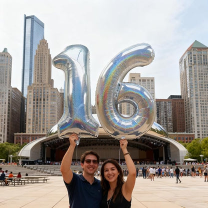 Jonhamwelbor 40 Inch Laser Silver Number 16 Balloon Numbers Foil Mylar Giant - Image 6