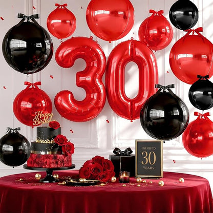 Black Red Round Foil Balloons - Image 5