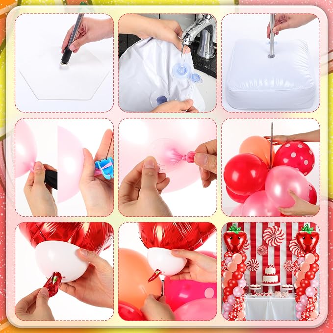Kasyat 2 Set Strawberry Party Balloon Column Stand Kit Strawberry Red and Pink - Image 5