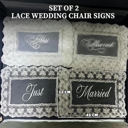 2 Pcs Just Married Sheer Lace Chair Signs - Image 5