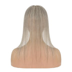 Hairro Human Hair Toppers Free Parted, 3.5x4.7" Base Hand-wovened 100% Real Hairpieces, with Invisible Clips-in for Women, for High Hairline/Adding Volume on Top, 10 Inch Blondish Grey Mix Silver