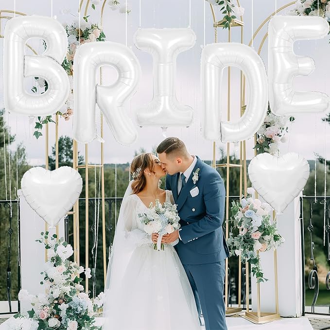 40inch White BRIDE Letter Balloons, Giant White Bride Foil Helium Balloon Banner - Image 4