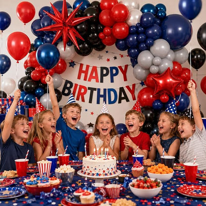 Black Red Blue Balloon Arch Garland Kit, Spider Themed 4th of July Patriotic - Image 3