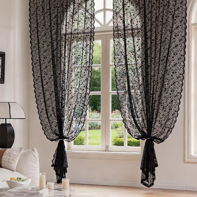 Anmao Vintage Lace Sheer Curtains 54 Inches Long - Image 6