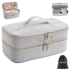 Double-layer Hair Tools Travel Case with Black Hair Dryer Bag with Detachable Divider compatible with Shark FlexStyle/SmoothStyle - Flat Curling Iron Travel Organizer
