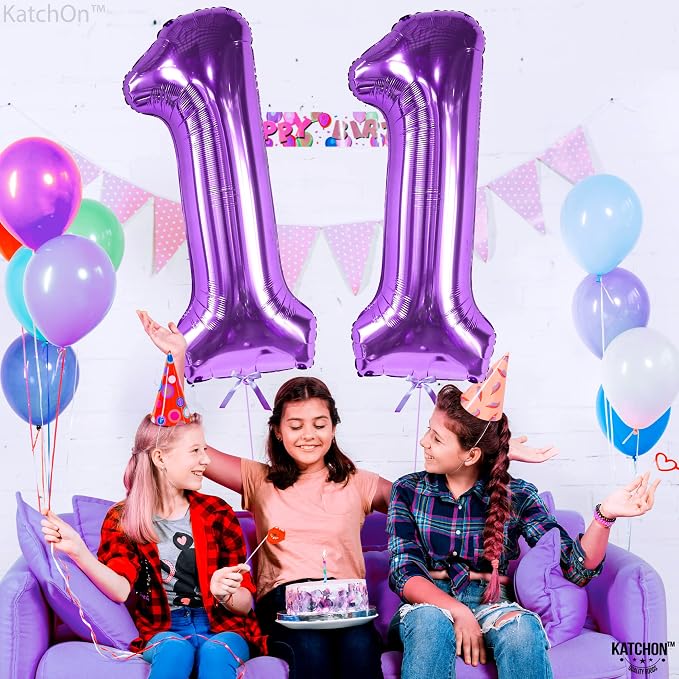 KatchOn Purple Number 11 Balloon 40 Inch, 11th Birthday Balloon Decor | 11th - Image 3