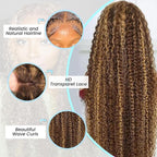 Highlight Ombre Lace Front Wig Human Hair 13x6 HD Honey Blonde 4/27 Deep Wave Lace Frontal Wigs Glueless Wigs Human Hair Pre Plucked 36Inch