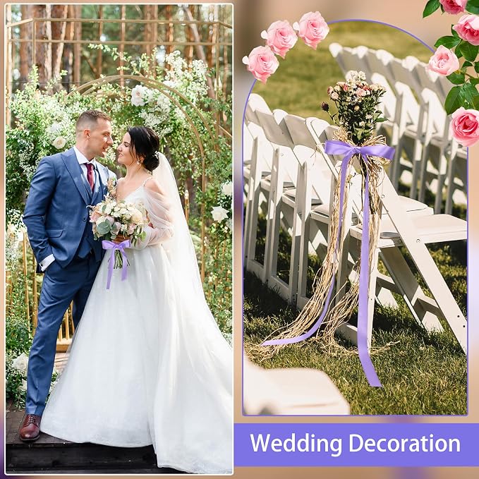 woric Light Purple Satin Ribbon 1 Inch 50 Yards Lilac Ribbon | Lavender Ribbons - Image 5