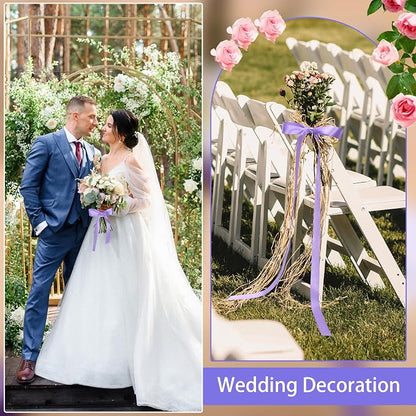 woric Light Purple Satin Ribbon 1 Inch 50 Yards Lilac Ribbon | Lavender Ribbons - Image 5