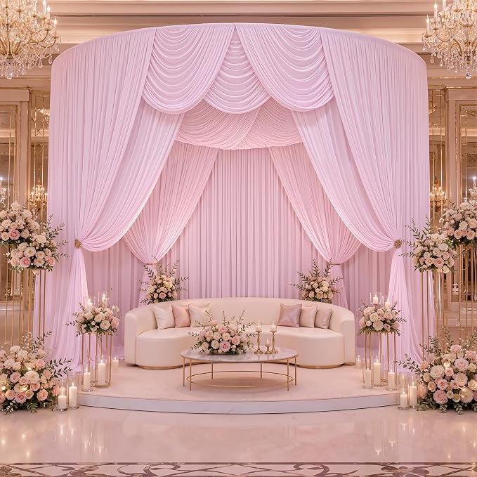 40ftx10ft Wrinkle Free Light Pink Backdrop Curtains by ENJOYYOURPARTY
