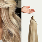Luxy 100% Remy Human Hair – Halo Clip-In Hair Extensions –Natural Looking Volume & Length - One-Piece - Easy 5-Min Application 140 grams 16" Dimensional Cream Blonde