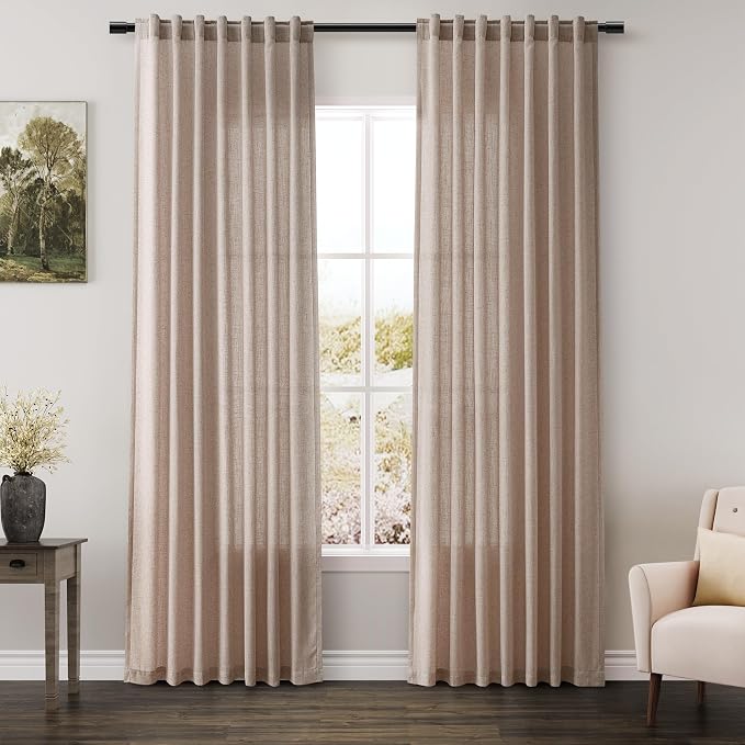 Oatmeal Curtains 80 Inches Length by Nanspring