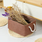 TheWarmHome Fabric Storage Basket for Home, Shelf, Closet - Canvas Bin for Dog Toys and Baby Items (Brown, 1 Pack, 13.8L9.8W6.7H)