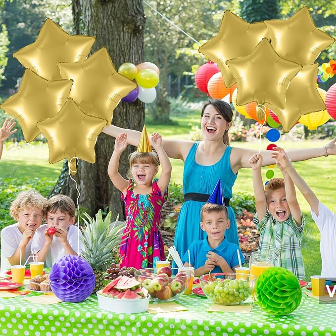 Metal Gold Star Balloons, 18 Inch 10 Pcs Metallic Gold Star Shape Foil Balloon - Image 5