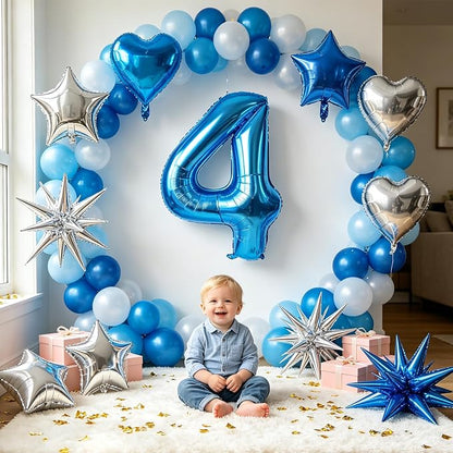TONIFUL 4th Birthday Balloons Kit 40 Inch Blue Large Number 4 Foil Balloon | - Image 6