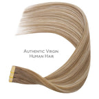 WENNALIFE Tape in Hair Extensions Human Hair Balayage Dirty Blonde with Platinum Ends Tape in Extensions, 10pcs 30g 22 inch Remy Invisible Tape Ins Straight Colored Soft Refill Set