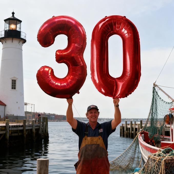 Jonhamwelbor 40 Inch Laser Red 30 Balloon Numbers Foil Mylar Giant Balloon - Image 6