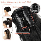 Ponytail Extension, 18 Inch Claw Clip Ponytail Extensions Curly Wavy Ponytail Hair Extension Jaw Clip on Pony Tails Hairpiece for Women Fluffy Natural Synthetic for Daily Use (Light Black)