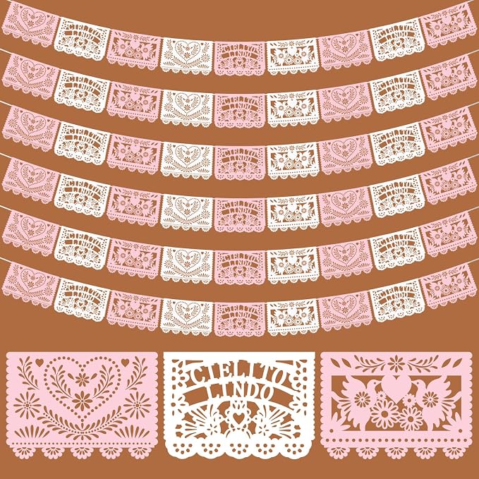 TaoBary 6 Pcs Papel Picado Mexican Wedding Cielito Lindo Party Decor 118 Feet by TaoBary
