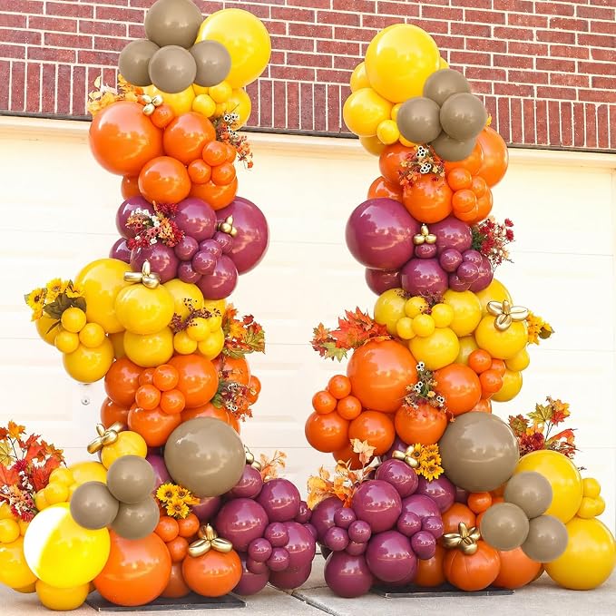 Fall Balloons, 12Inch Orange Yellow Brown Burgundy and Gold Balloons - Image 5