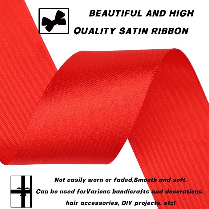 1-1/2 Inch 60 Yards Red Solid Satin Ribbon - Image 3