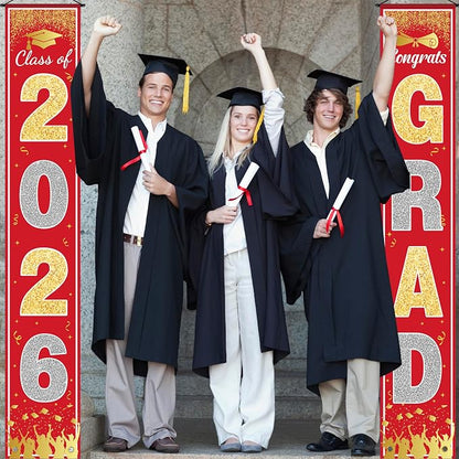 OHOME Graduation Decorations 2026 2027- Red Gold Congrats Grad Porch Banner - Image 5