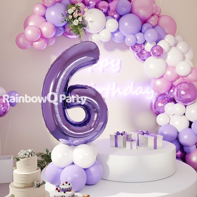 RainbowQ Purple 6 Balloon Number 40 Inch 0-40 Foil Large Balloons | Big Mylar 6 - Image 7
