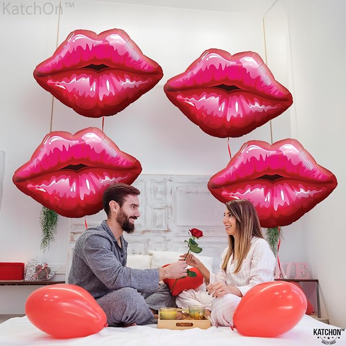 KatchOn Red Lip Foil Balloon 30 Inch - Image 3