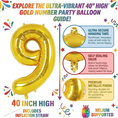 40 Inch Gold Number 19 Foil Balloon - Image 2