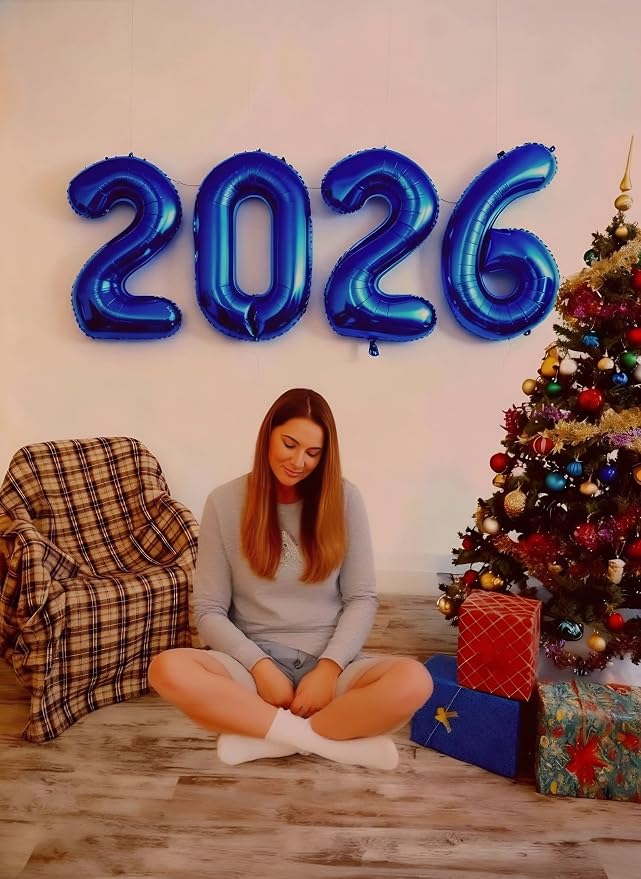 2026 Night Blue Foil Number Balloons, 2026 Night Blue Balloon 40 Inch - Image 4