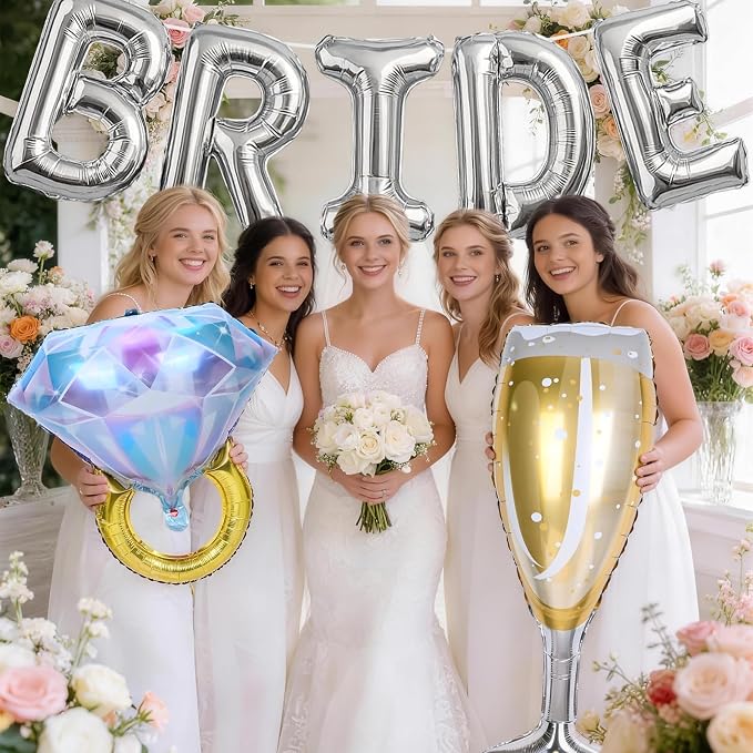 40inch Silver Bride Balloons Bachelorette, Bride To Be Bridal Shower Balloon - Image 2