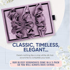 Blissy Silk Scrunchies (3 Pack) - 100% Pure Mulberry Silk - 22 Momme 6A High-Grade Fibers Scrunchie for Straight & Curly Hair - Preventing Breakage, Tangling, & Creasing (Lavender Skinny)
