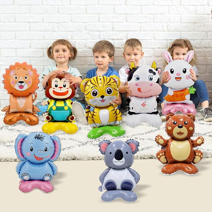8 Pc Standing Cute Animal Foil Balloons - Image 7