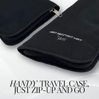 New: Hair Straightener Mat & Pouch by j&m - Enhanced Heat Resistant - Fits ghd, BaByliss & Larger Flat Irons - Zip-Up All-in-One Compact Travel Case (Felt Mat)