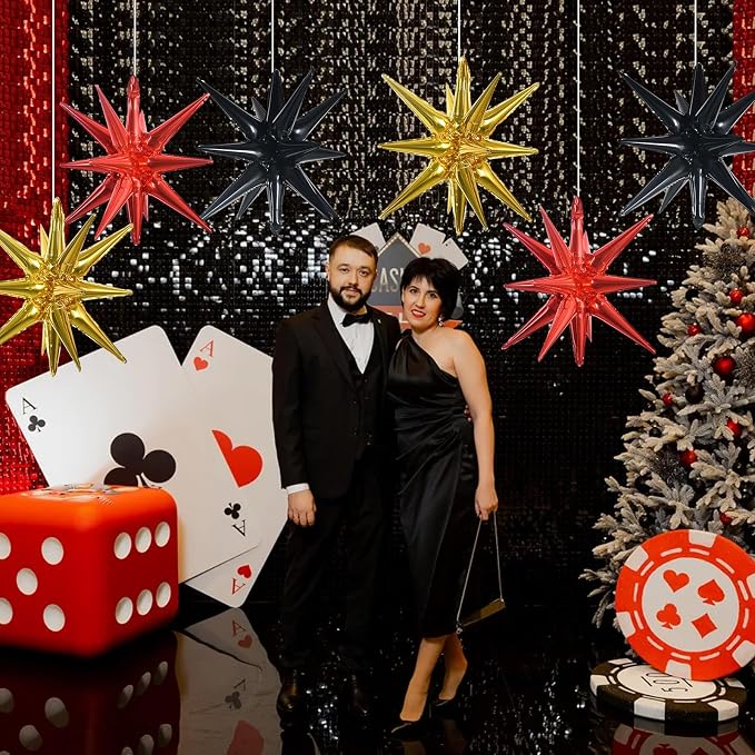 TONIFUL 8 Pcs Explosion Star Balloons Black Red Gold Foil Party Decorations | - Image 5