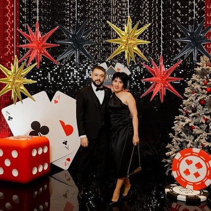 TONIFUL 8 Pcs Explosion Star Balloons Black Red Gold Foil Party Decorations | - Image 5