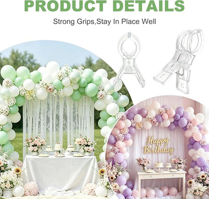 12 Pack Balloon Arch Clips, 3.5 Inch Clear Spring Clamps - Image 3