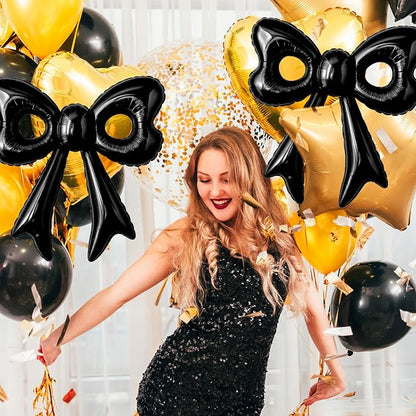 4 Pcs Black Bow Balloons, 31”Huge Bow Aluminum Foil Balloons - Image 9