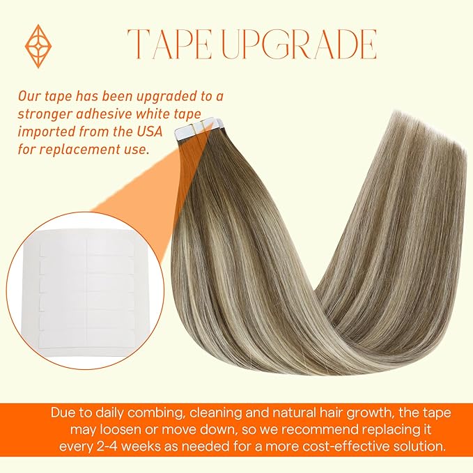 Full Shine Tape in Hair Extensions Human Hair Short 12Inch Blonde Adhesive Tape in Extensions Color 6 Fading to 6 Brown and 60 Platinum Blonde 30G 20Pcs Remy Seamless Tape in Balayage Hair Extensions