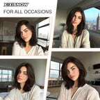 2 Pcs Clip In Hair Volumizer 8 Inch Heat Resistant Hair Pieces Thick Synthetic Extension Hairs Adding Extra Volume Hairs Extensions Clip Ins Short for Women with Thin & Fine Dark Brown