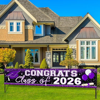 Graduation Decorations 2026 Yard Sign Large Class of 2026 Banner Purple | - Image 5